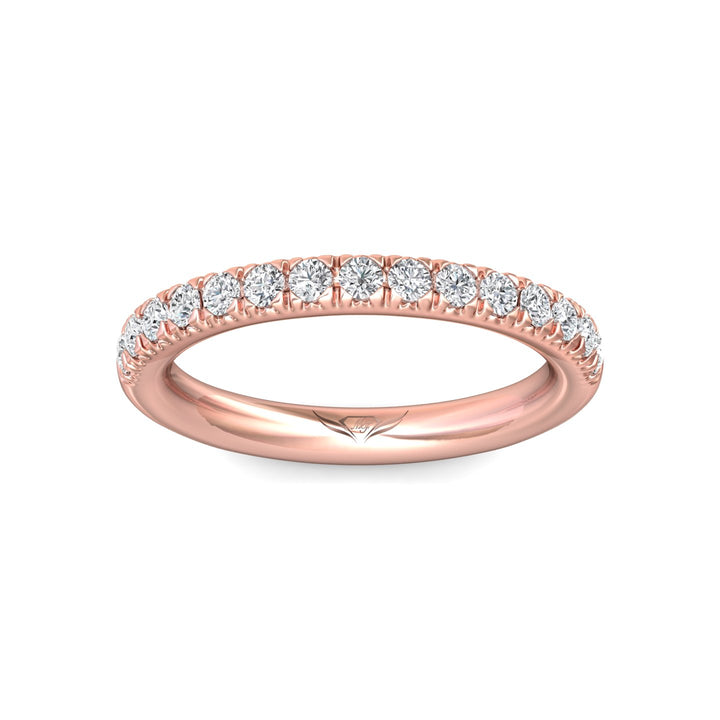 14K Gold Pink Micropave Wedding Band from the Micropave collection - DWBM30S-1_14KP