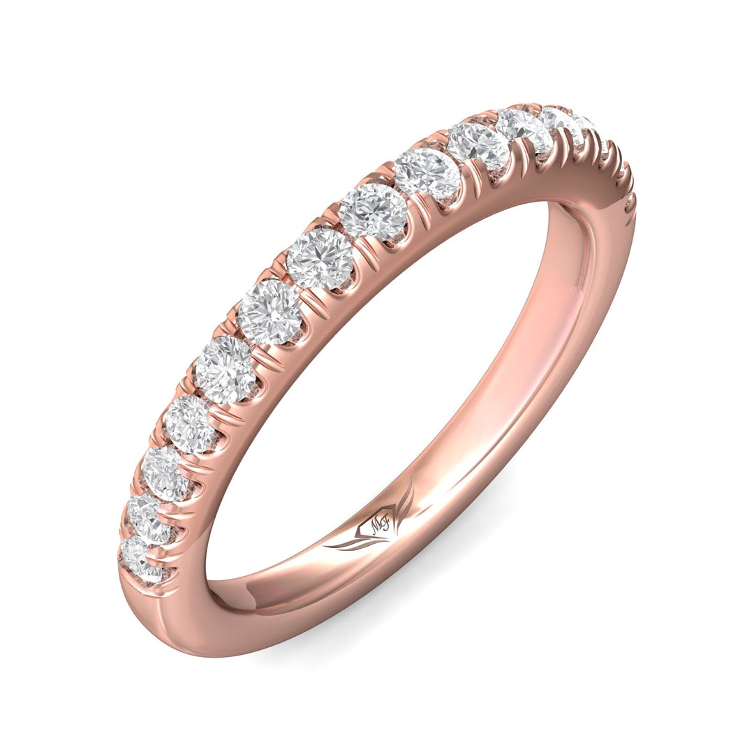 14K Gold Pink Micropave Wedding Band from the Micropave collection - DWBM34M_14KP