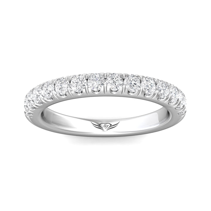 18K Gold White Micropave Wedding Band from the Micropave collection - DWBM34S_18KW
