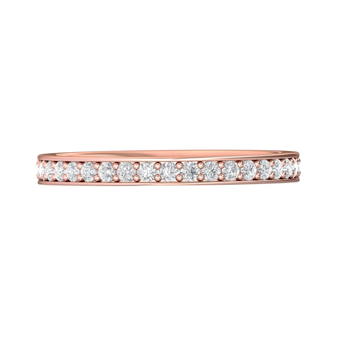 14K Gold Pink Micropave Wedding Band from the Micropave collection - DWBM3-.35_14KP
