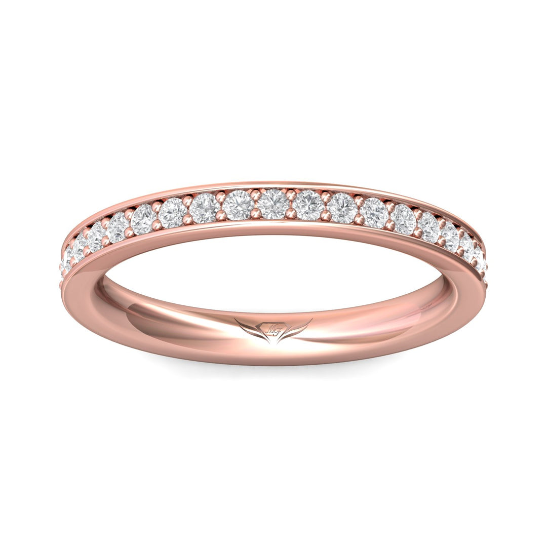 14K Gold Pink Micropave Wedding Band from the Micropave collection - DWBM3-.35_14KP