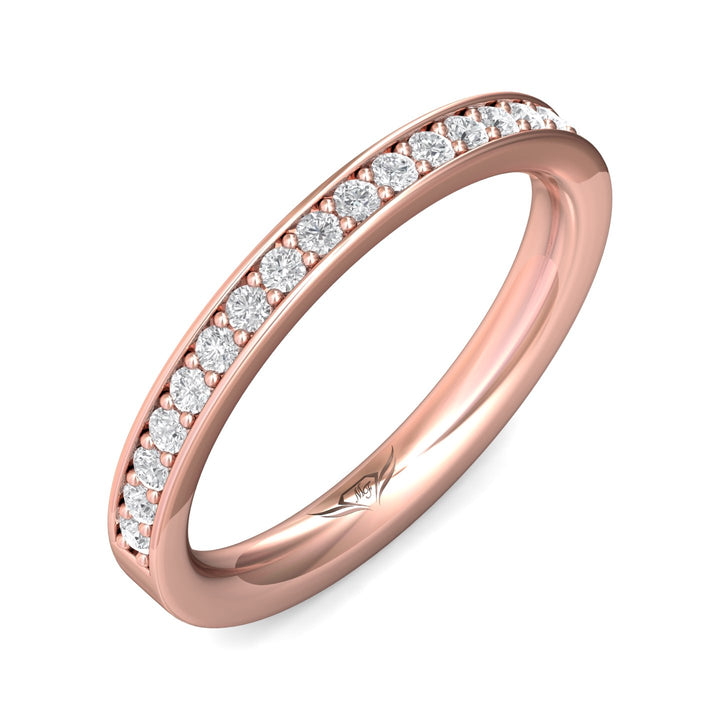 14K Gold Pink Micropave Wedding Band from the Micropave collection - DWBM3-.35_14KP