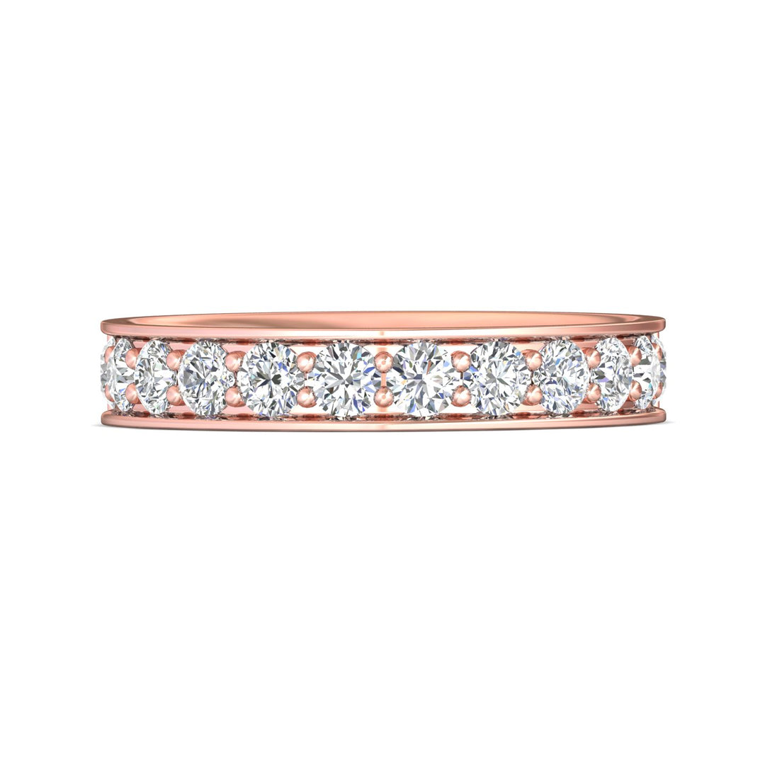 18K Gold Pink Micropave Wedding Band from the Micropave collection - DWBM3-1.00_18KP