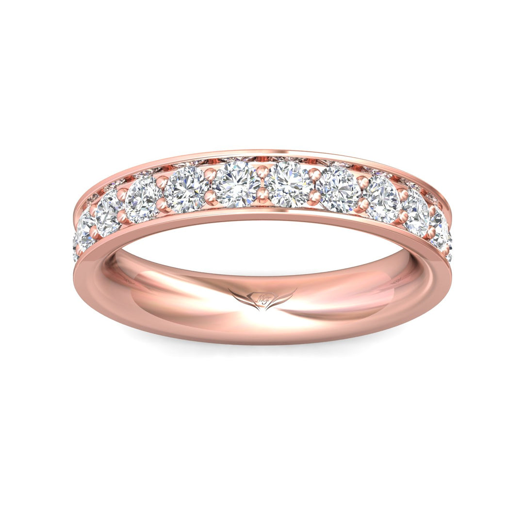 14K Gold Pink Micropave Wedding Band from the Micropave collection - DWBM3-1.00_14KP