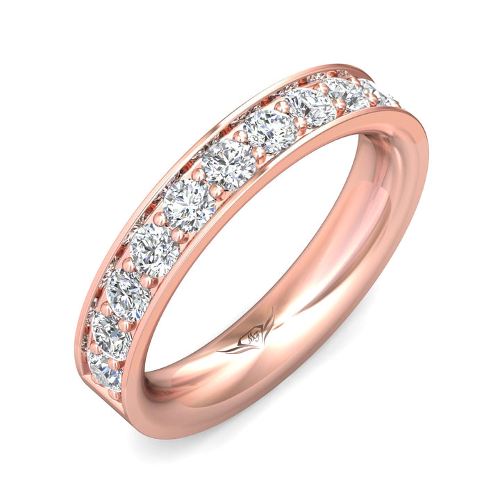 18K Gold Pink Micropave Wedding Band from the Micropave collection - DWBM3-1.00_18KP