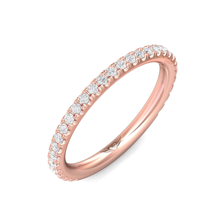 18K Gold Pink Micropave Wedding Band from the Micropave collection - DWBM4-.25-1_18KP