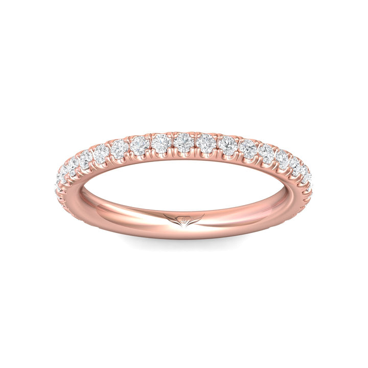 18K Gold Pink Micropave Wedding Band from the Micropave collection - DWBM4-.35-1_18KP