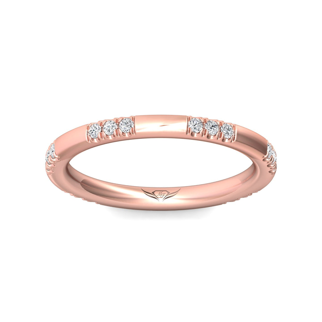 14K Gold Pink Micropave Wedding Band from the Micropave collection - DWBM42S-1_14KP