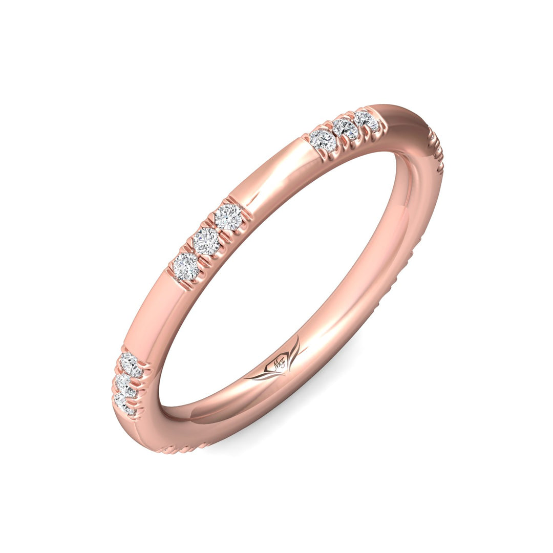 18K Gold Pink Micropave Wedding Band from the Micropave collection - DWBM42S-1_18KP