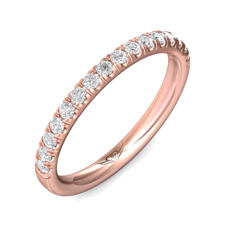 18K Gold Pink Micropave Wedding Band from the Micropave collection - DWBM4-.35_18KP