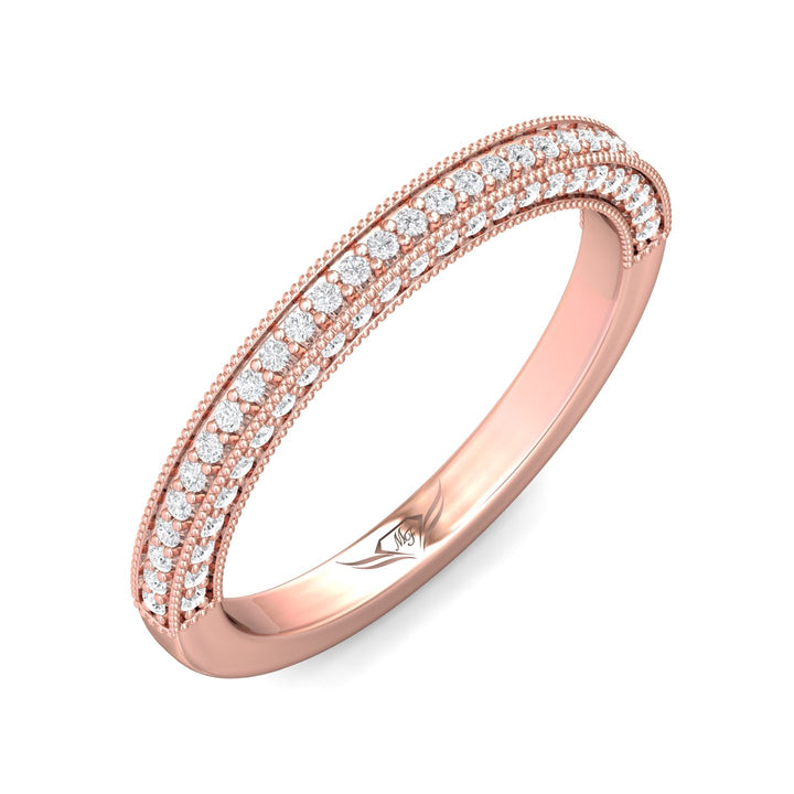 18K Gold Pink Micropave Wedding Band from the Micropave collection - DWBM56XS_18KP