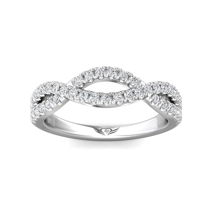 14K Gold White Micropave Wedding Band from the Micropave collection - DWBM57S_14KW