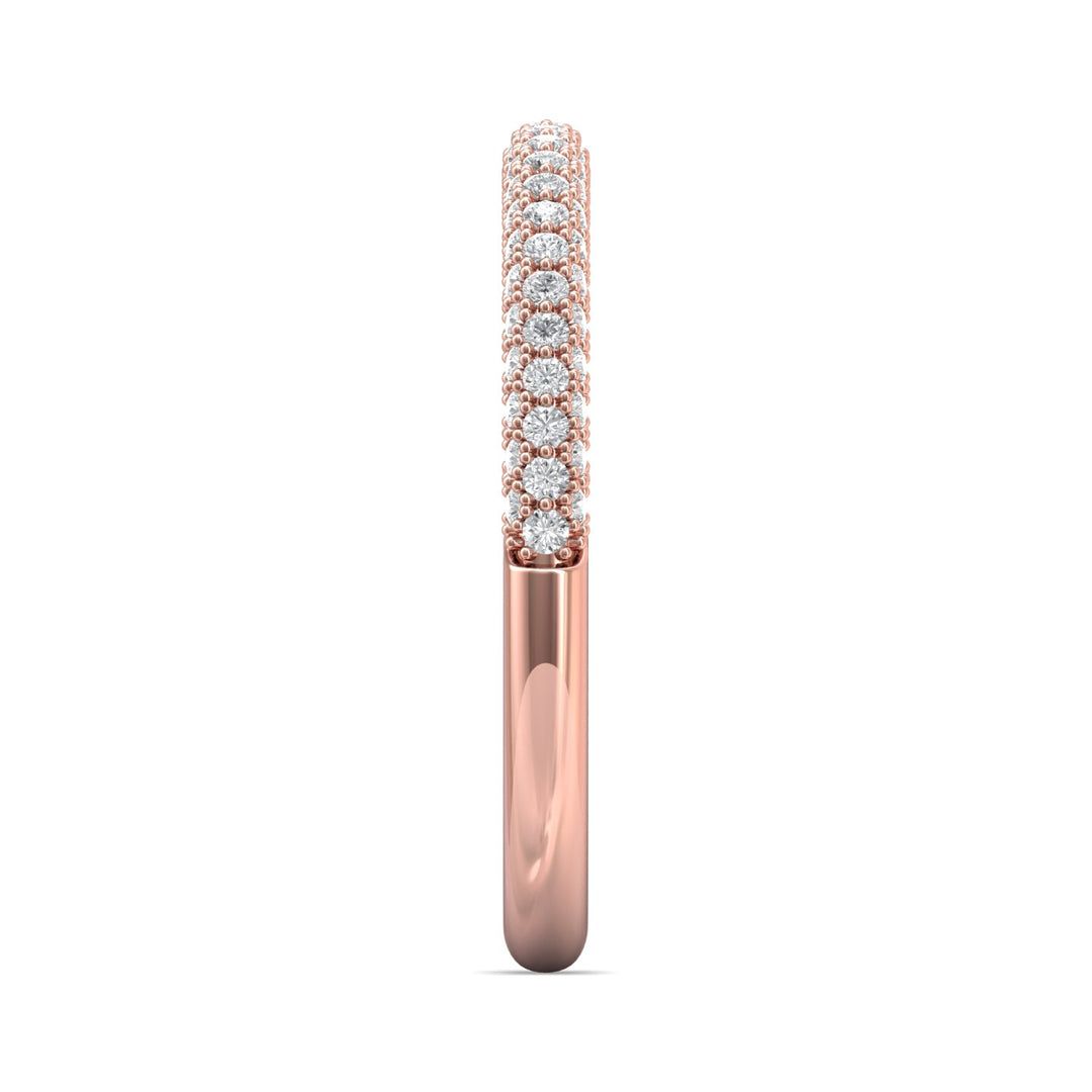 18K Gold Pink Micropave Wedding Band from the Micropave collection - DWBM6-.35_18KP