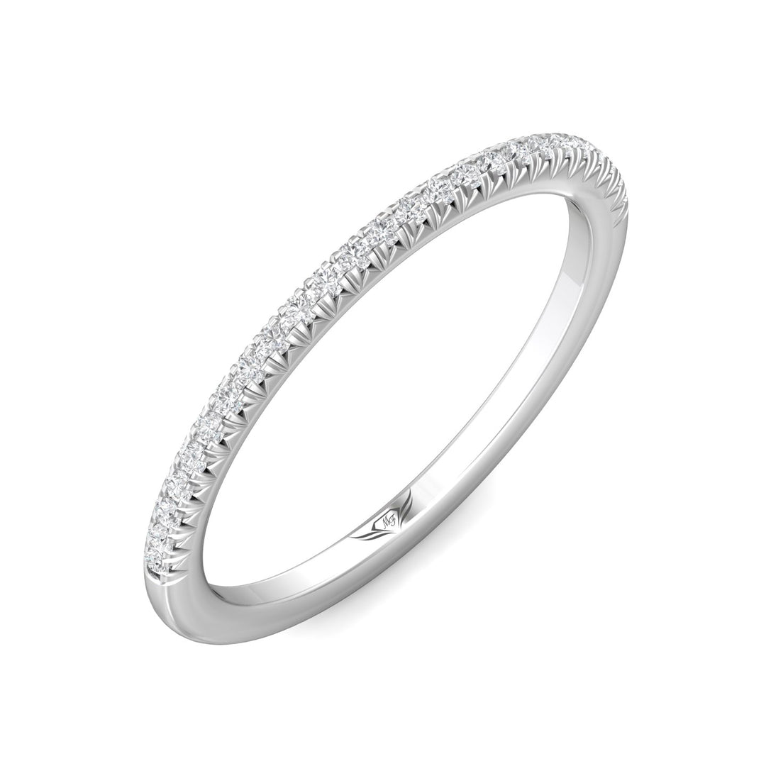 18K Gold White Micropave Wedding Band from the Micropave collection - DWBM8-.15_18KW