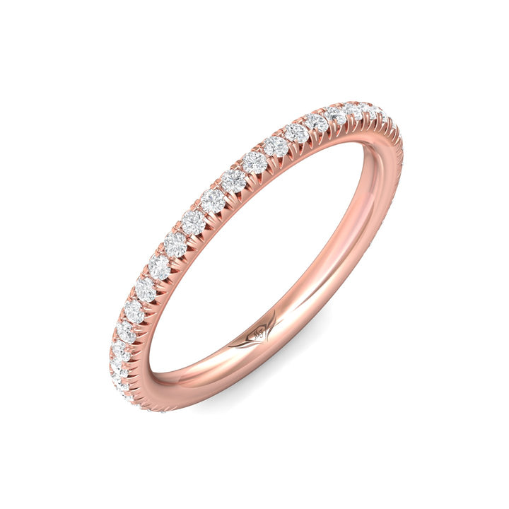 18K Gold Pink Micropave Wedding Band from the Micropave collection - DWBM8-.25-1_18KP