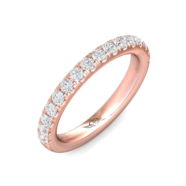 14K Gold Pink Micropave Wedding Band from the Micropave collection - DWBM82XS_14KP