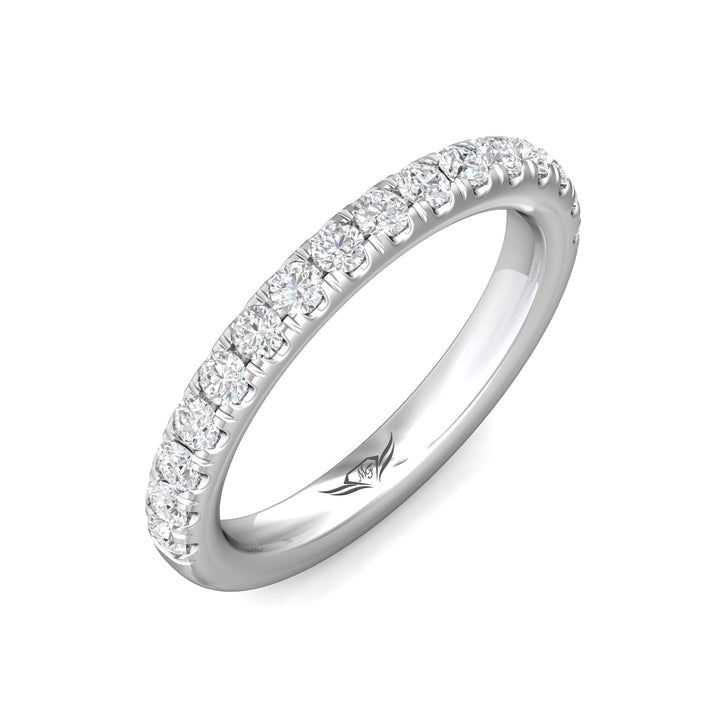 18K Gold White Micropave Wedding Band from the Micropave collection - DWBM82XS_18KW