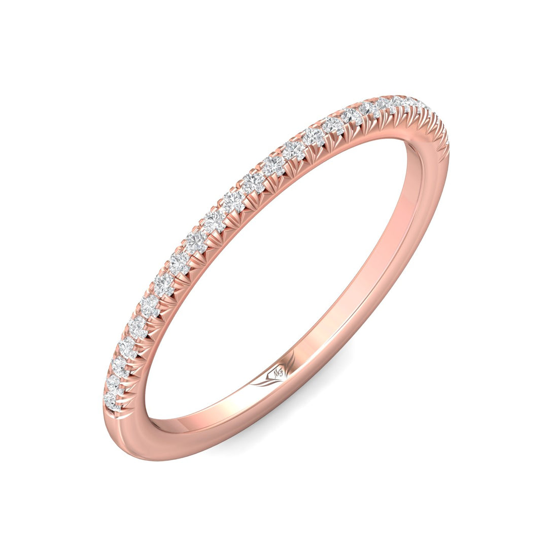 18K Gold Pink Micropave Wedding Band from the Micropave collection - DWBM8-.15_18KP