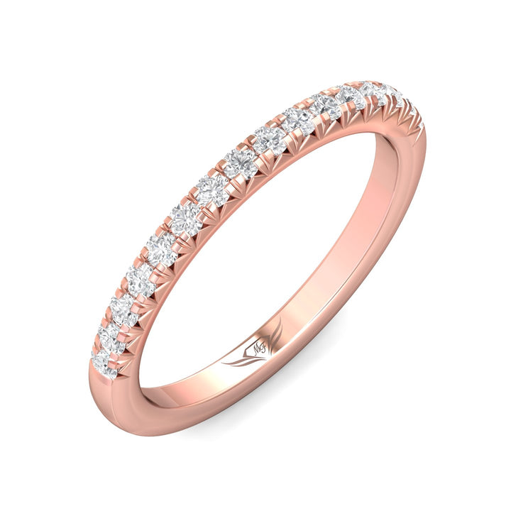 18K Gold Pink Micropave Wedding Band from the Micropave collection - DWBM8-.35_18KP