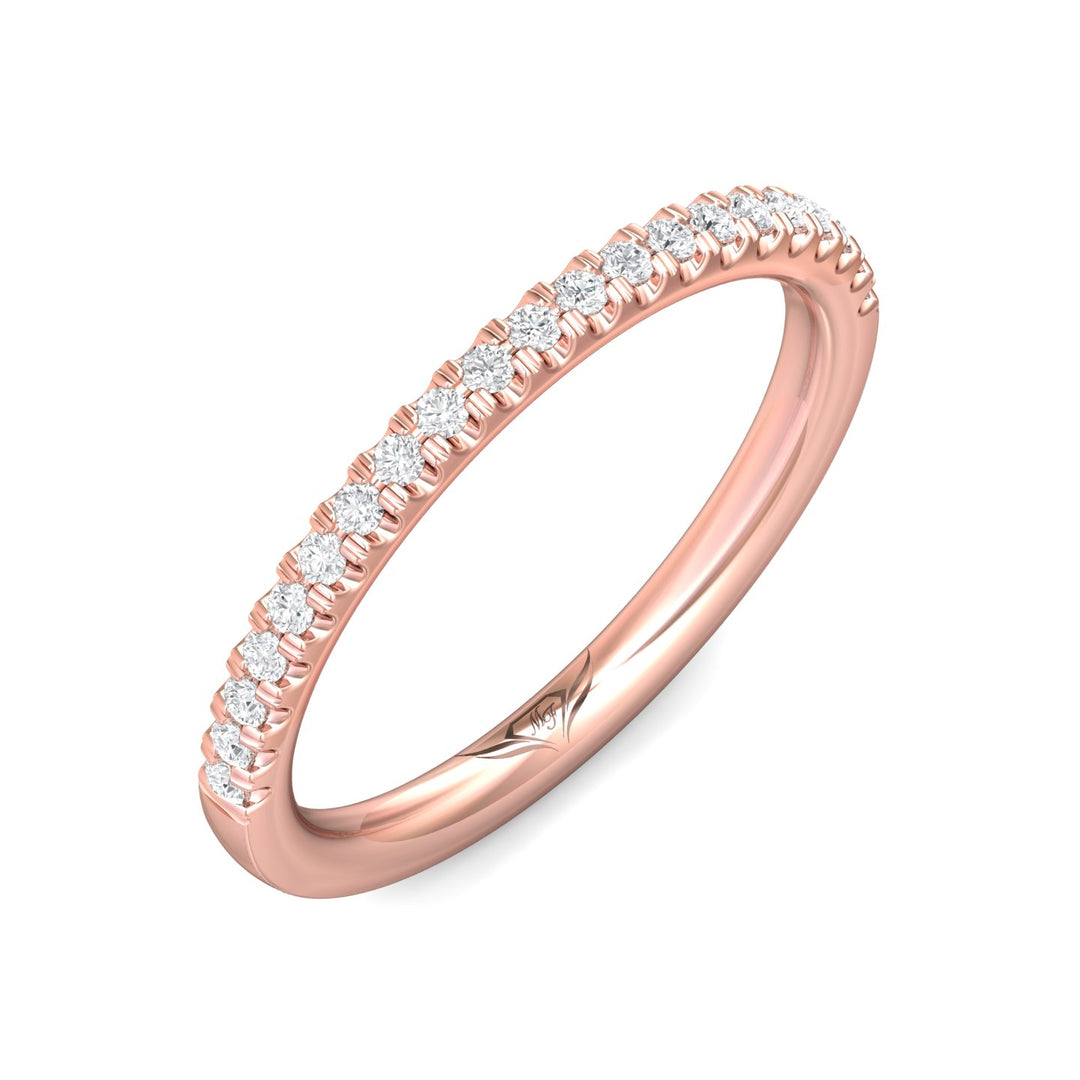 18K Gold Pink Micropave Wedding Band from the Micropave collection - DWBM91XS_18KP