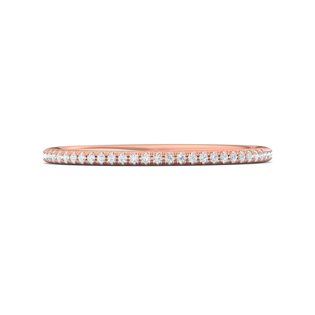 18K Gold Pink Micropave Wedding Band from the Micropave collection - DWBMH27XS_18KP