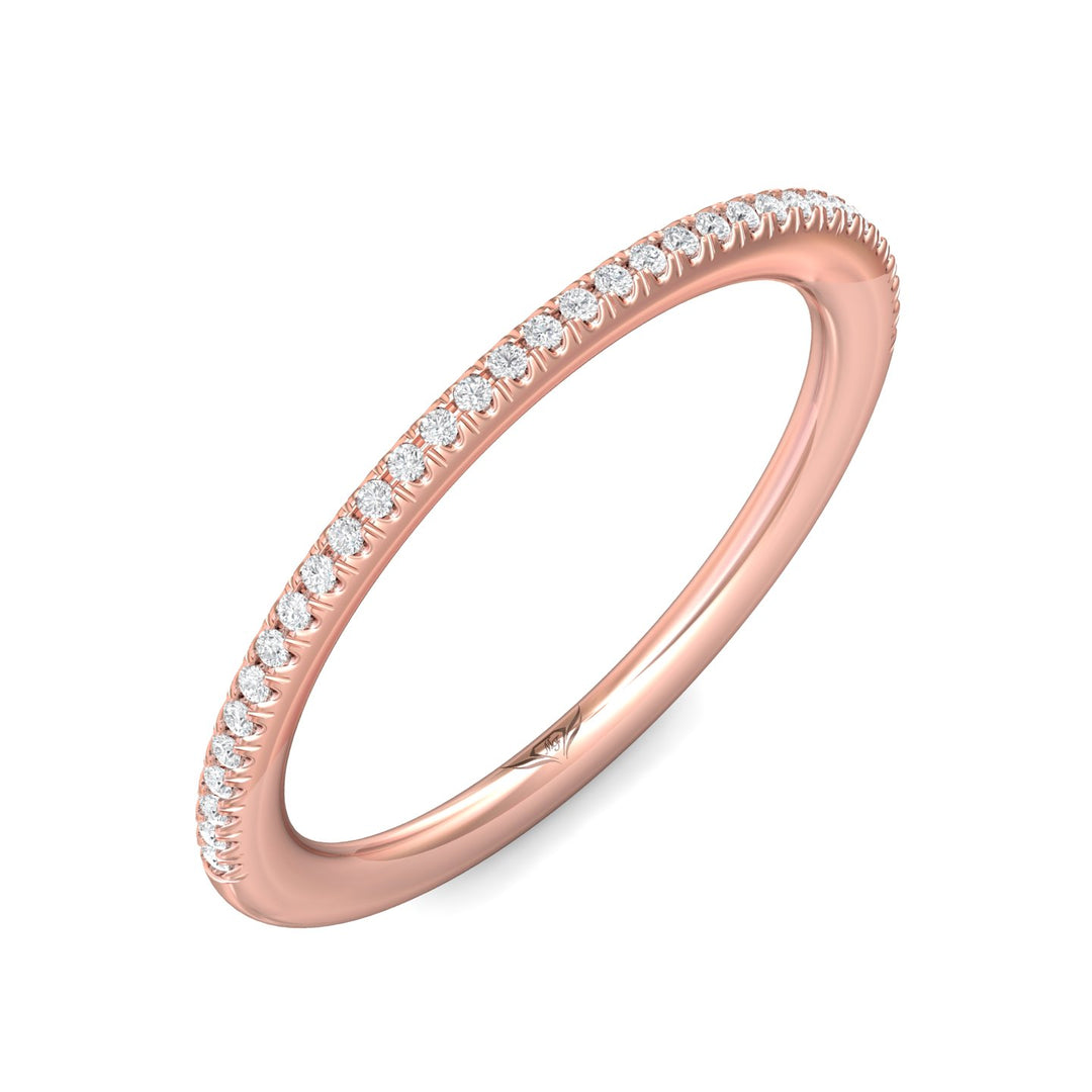 18K Gold Pink Micropave Wedding Band from the Micropave collection - DWBMH27XS_18KP