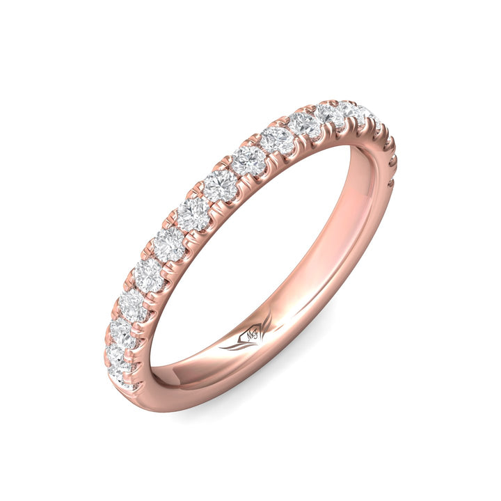 14K Gold Pink Micropave Wedding Band from the Micropave collection - DWBMH7S_14KP