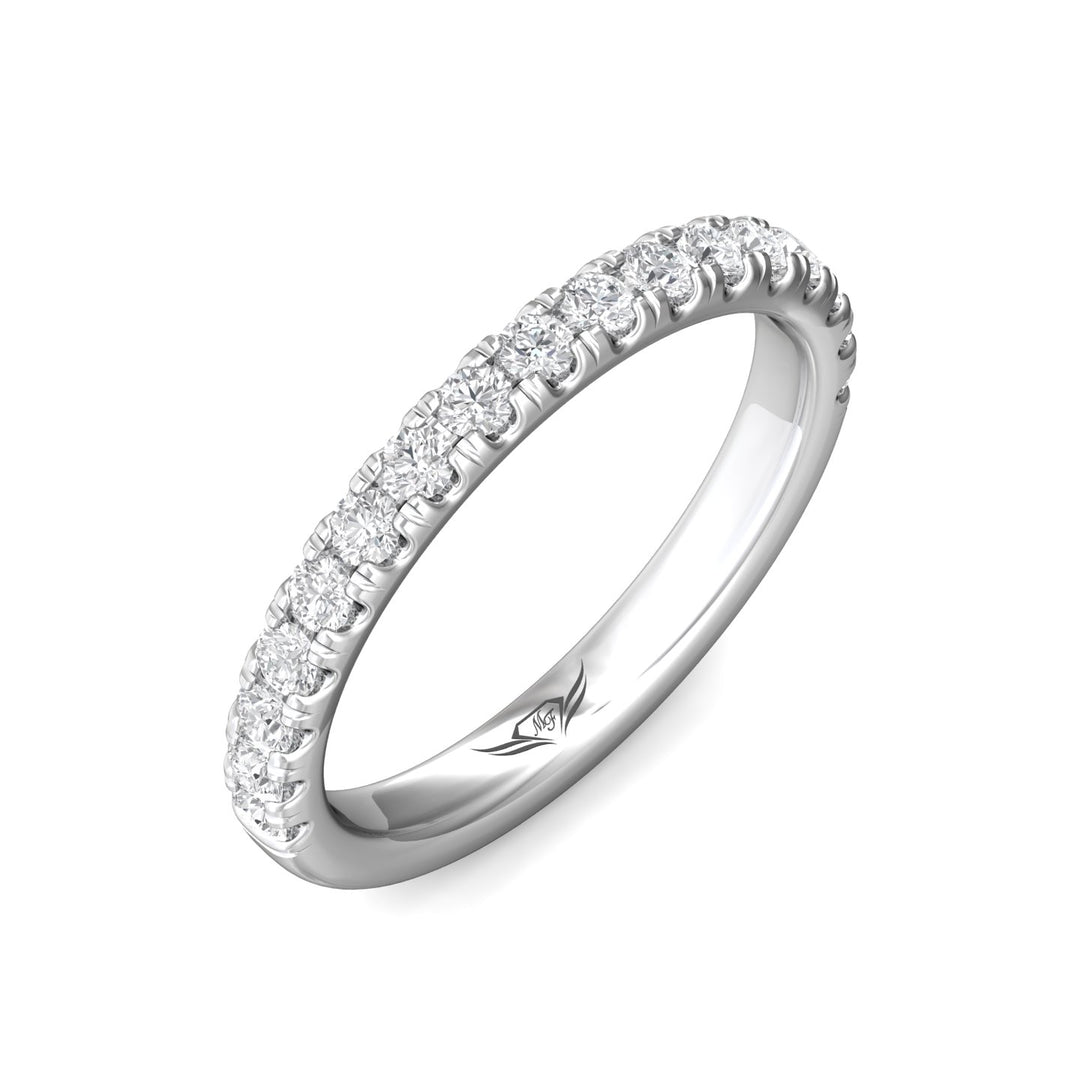 14K Gold White Micropave Wedding Band from the Micropave collection - DWBMH7S_14KW