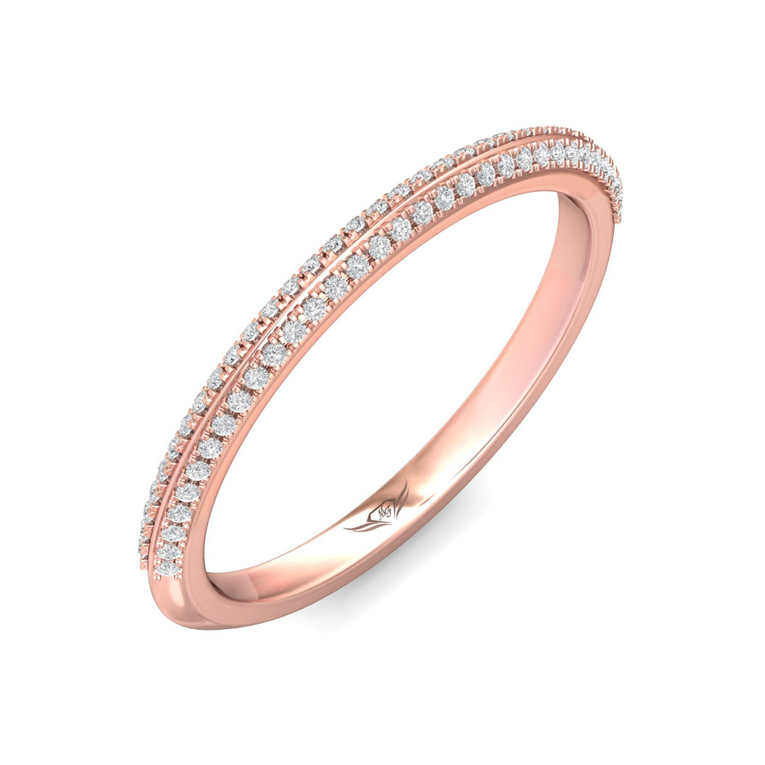 18K Gold Pink Micropave Wedding Band from the Micropave collection - DWBS35XSR_18KP