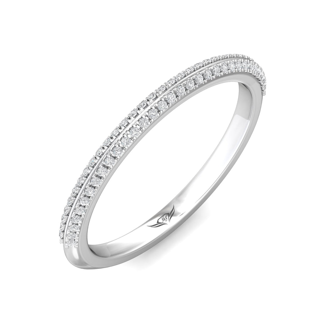 18K Gold White Micropave Wedding Band from the Micropave collection - DWBS35XSR_18KW