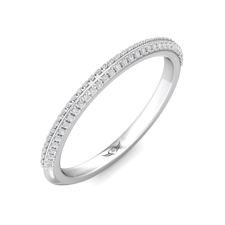 18K Gold White Micropave Wedding Band from the Micropave collection - DWBS35XSR_18KW
