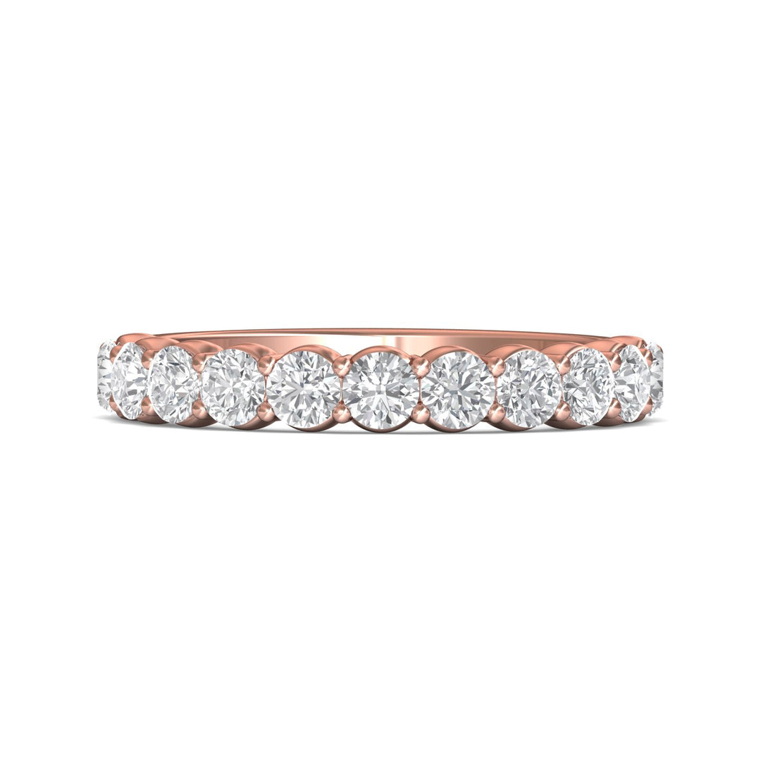 14K Gold Pink Channel/Shared Prong Wedding Band from the Channel/Shared Prong collection - DWBSP03MWB_14KP