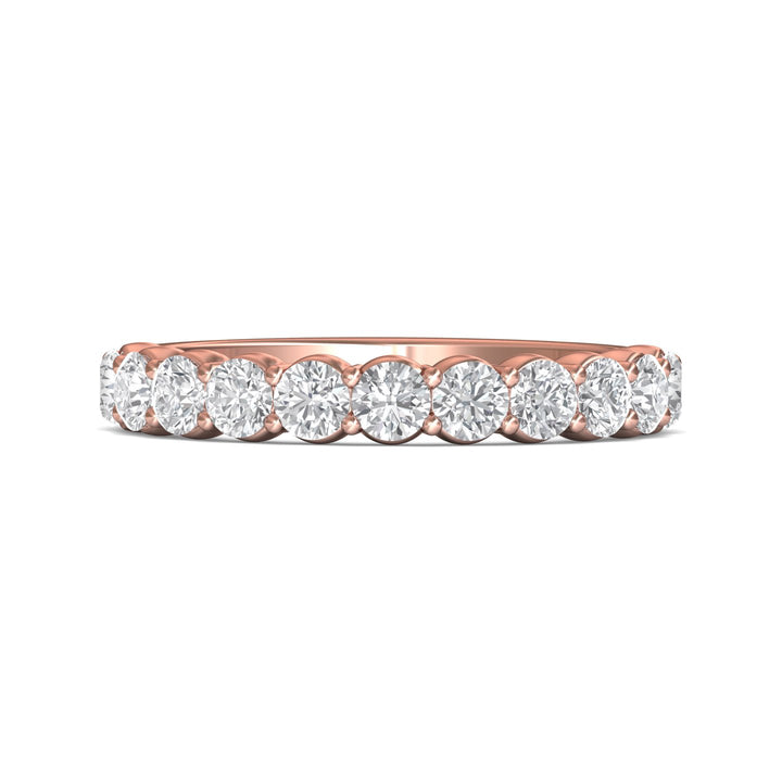14K Gold Pink Channel/Shared Prong Wedding Band from the Channel/Shared Prong collection - DWBSP03MWB_14KP