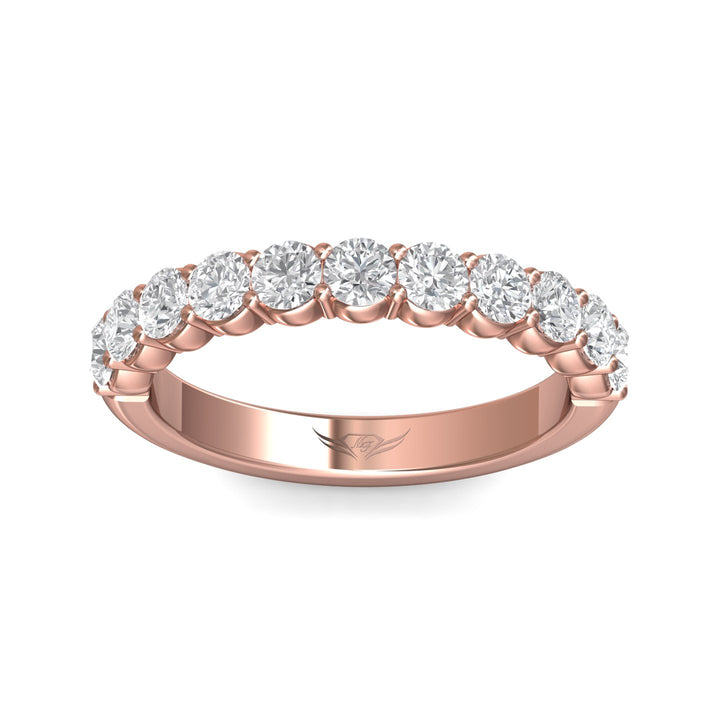 14K Gold Pink Channel/Shared Prong Wedding Band from the Channel/Shared Prong collection - DWBSP03MWB_14KP