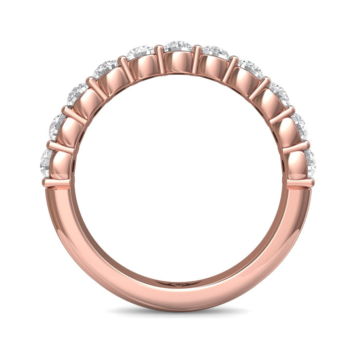 18K Gold Pink Channel/Shared Prong Wedding Band from the Channel/Shared Prong collection - DWBSP03MWB_18KP