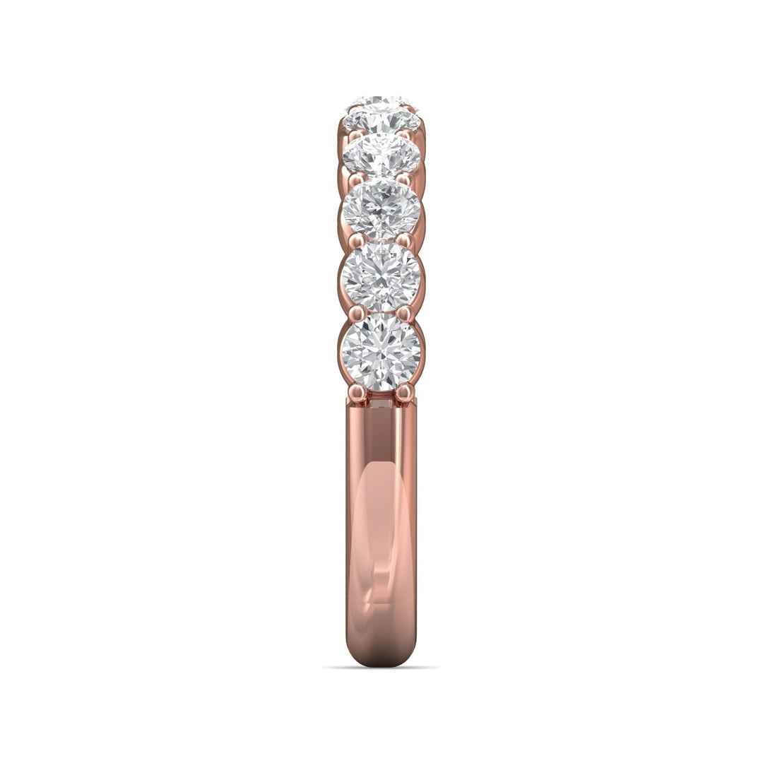 18K Gold Pink Channel/Shared Prong Wedding Band from the Channel/Shared Prong collection - DWBSP03MWB_18KP