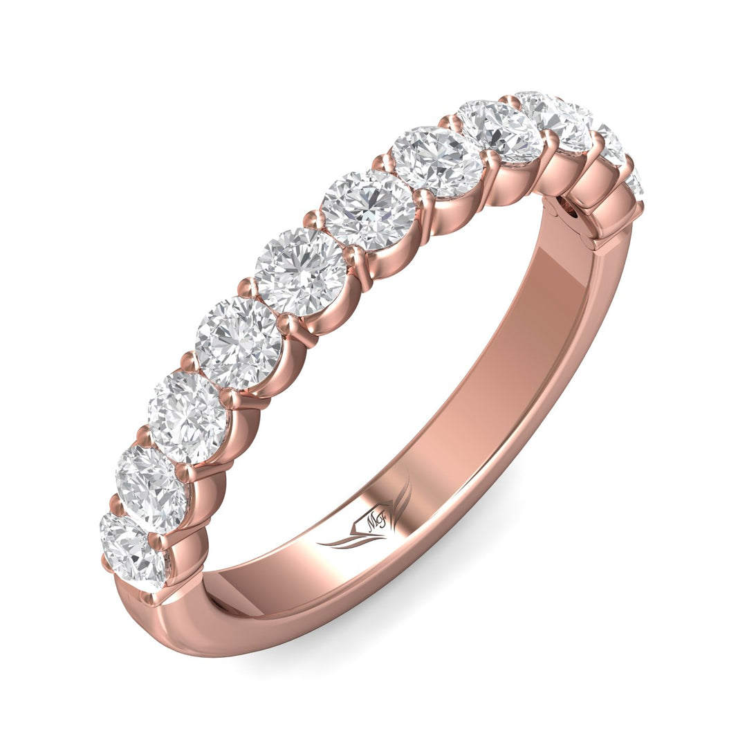 14K Gold Pink Channel/Shared Prong Wedding Band from the Channel/Shared Prong collection - DWBSP03MWB_14KP