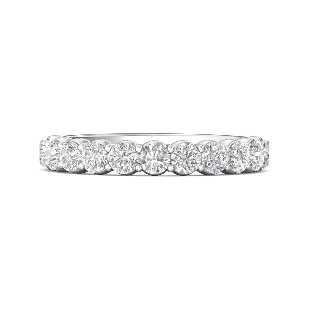18K Gold White Channel/Shared Prong Wedding Band from the Channel/Shared Prong collection - DWBSP03MWB_18KW