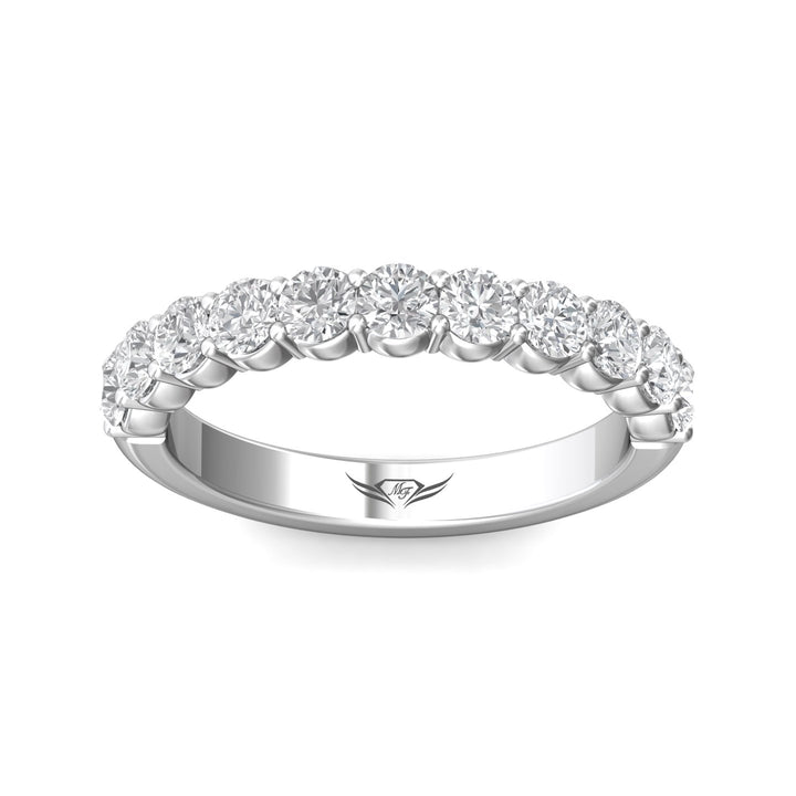 14K Gold White Channel/Shared Prong Wedding Band from the Channel/Shared Prong collection - DWBSP03MWB_14KW