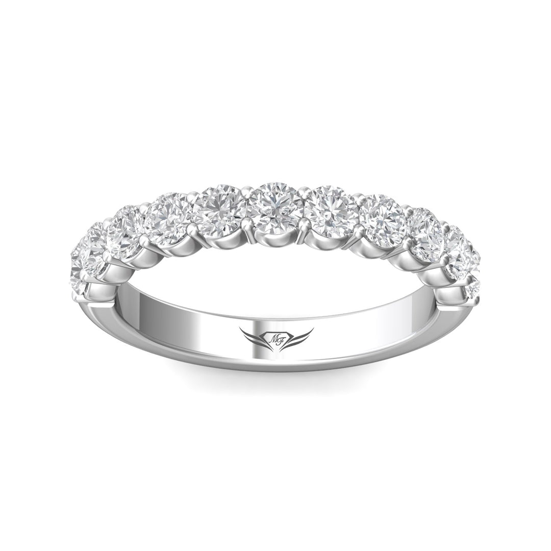 18K Gold White Channel/Shared Prong Wedding Band from the Channel/Shared Prong collection - DWBSP03MWB_18KW