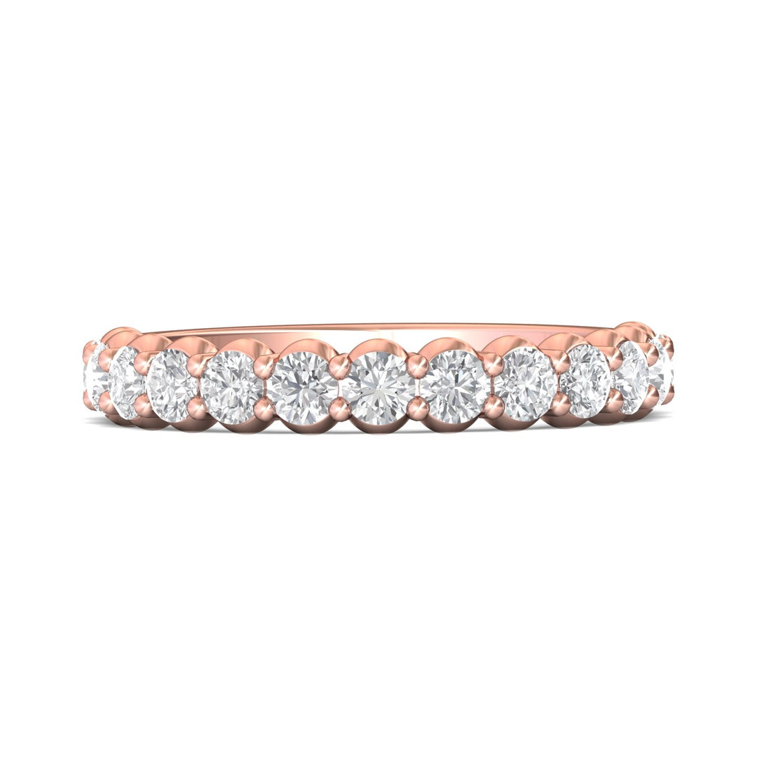 18K Gold Pink Channel/Shared Prong Wedding Band from the Channel/Shared Prong collection - DWBSP03SWB_18KP