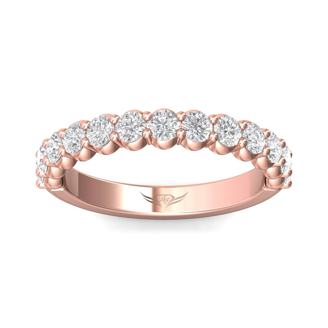 14K Gold Pink Channel/Shared Prong Wedding Band from the Channel/Shared Prong collection - DWBSP03SWB_14KP