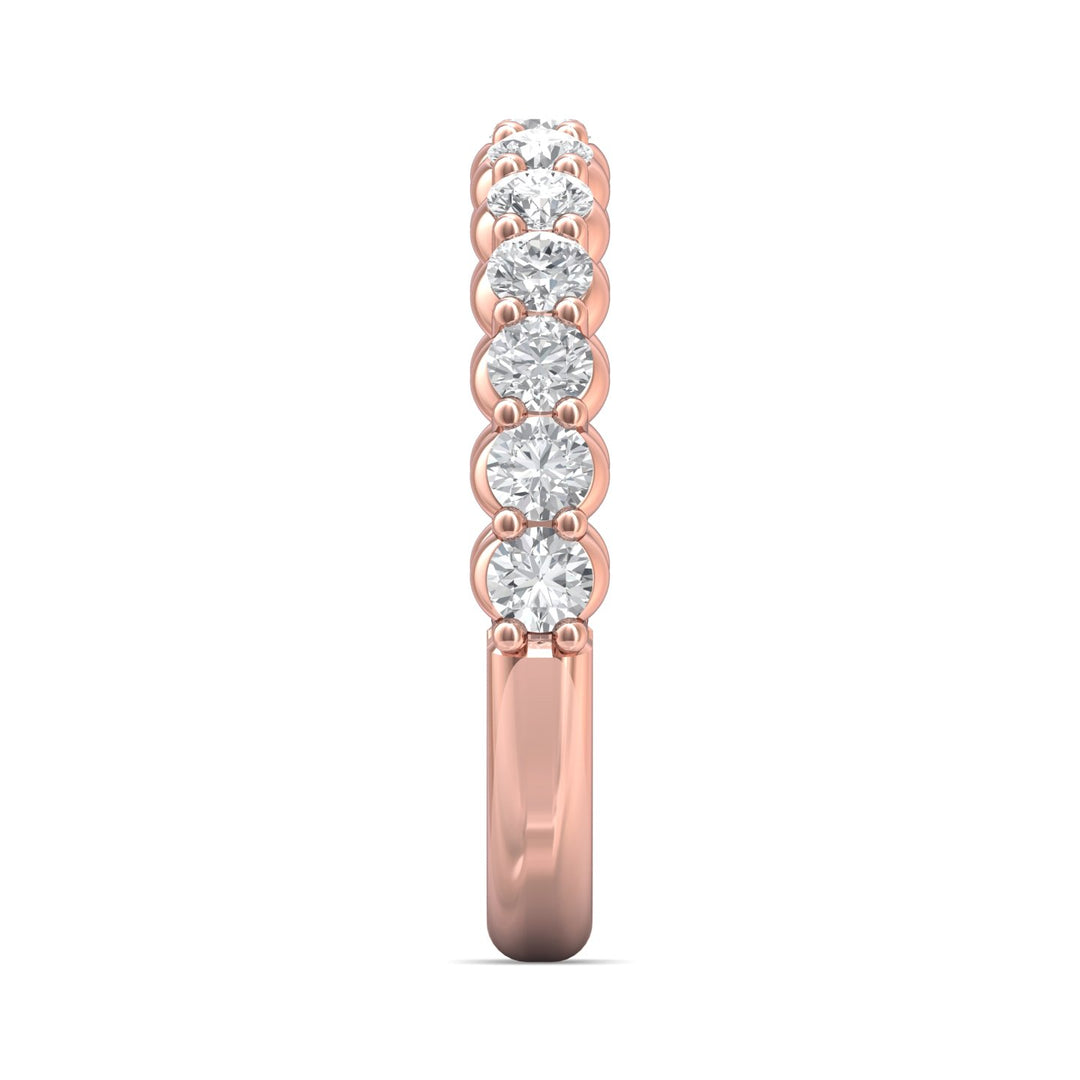 18K Gold Pink Channel/Shared Prong Wedding Band from the Channel/Shared Prong collection - DWBSP03SWB_18KP
