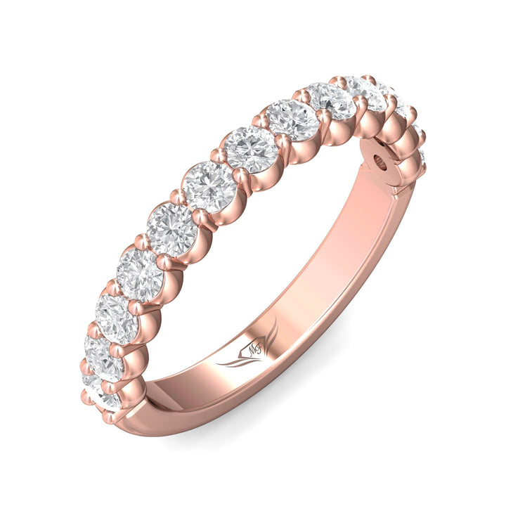 18K Gold Pink Channel/Shared Prong Wedding Band from the Channel/Shared Prong collection - DWBSP03SWB_18KP