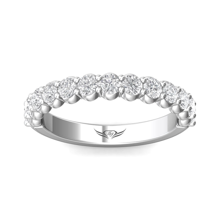18K Gold White Channel/Shared Prong Wedding Band from the Channel/Shared Prong collection - DWBSP03SWB_18KW