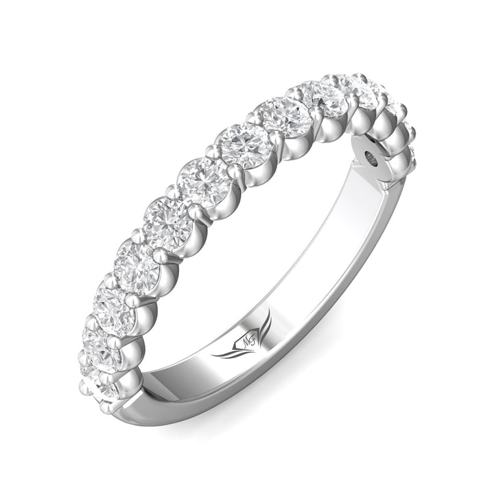 18K Gold White Channel/Shared Prong Wedding Band from the Channel/Shared Prong collection - DWBSP03SWB_18KW