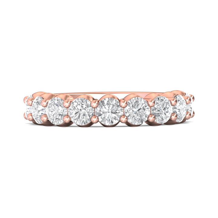 14K Gold Pink Channel/Shared Prong Wedding Band from the Channel/Shared Prong collection - DWBSP03XLWB_14KP