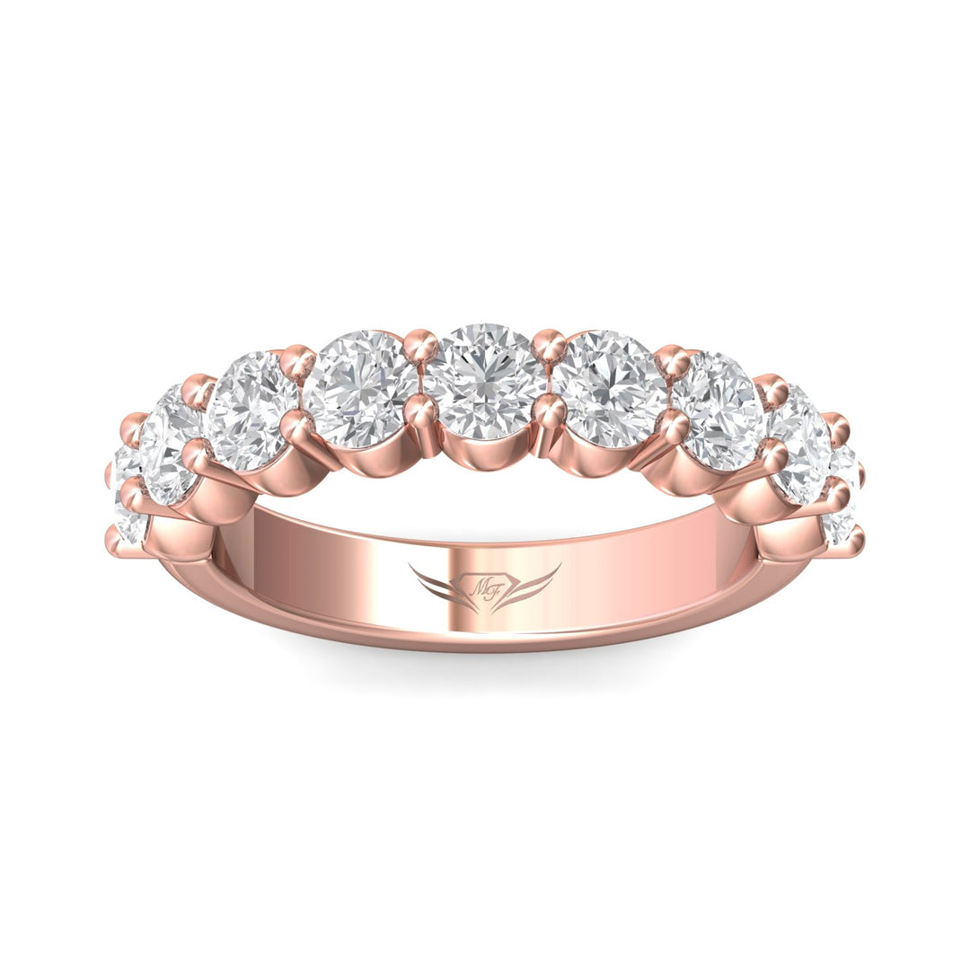 18K Gold Pink Channel/Shared Prong Wedding Band from the Channel/Shared Prong collection - DWBSP03XLWB_18KP