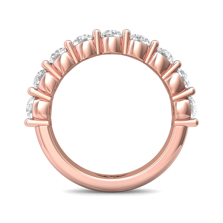14K Gold Pink Channel/Shared Prong Wedding Band from the Channel/Shared Prong collection - DWBSP03XLWB_14KP