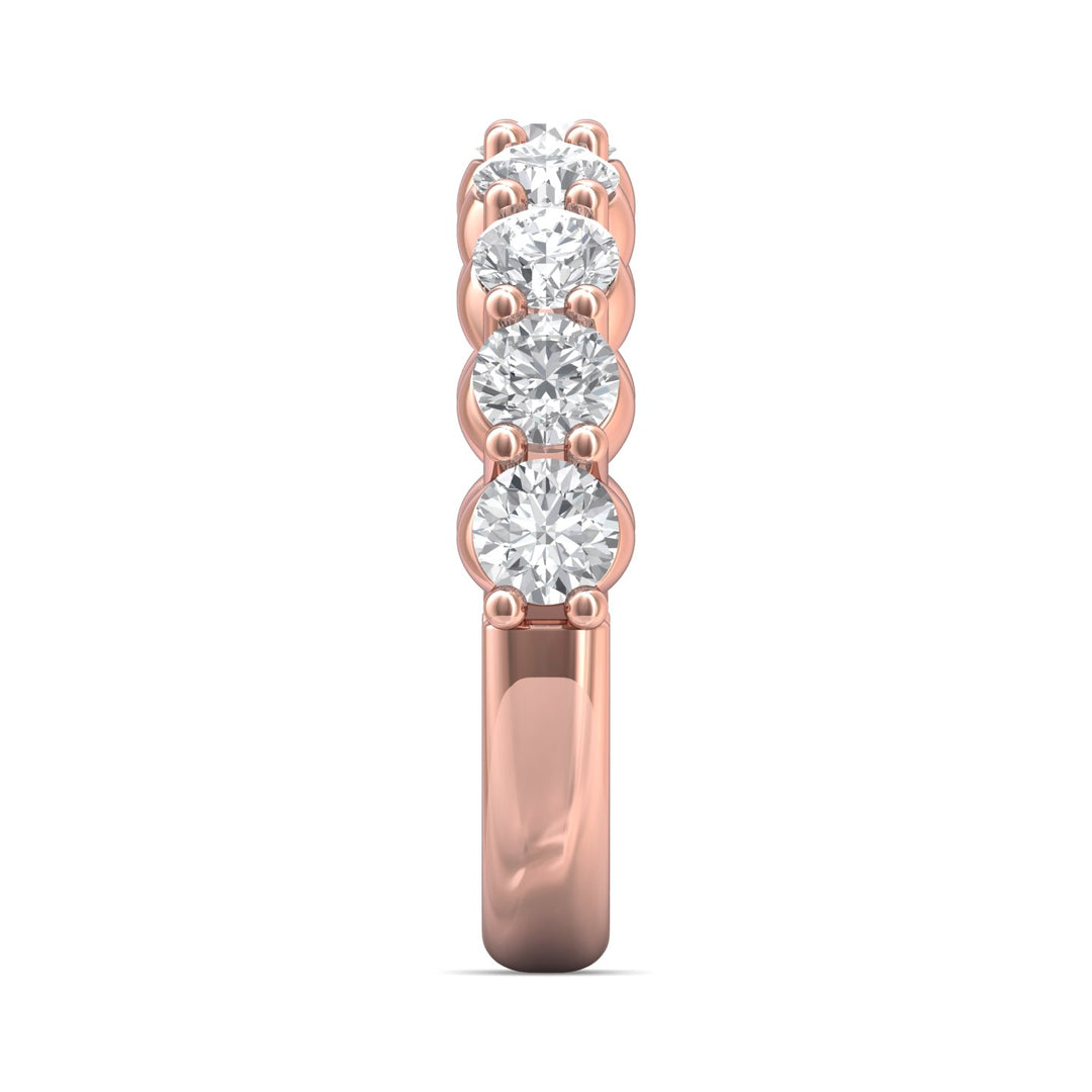 14K Gold Pink Channel/Shared Prong Wedding Band from the Channel/Shared Prong collection - DWBSP03XLWB_14KP